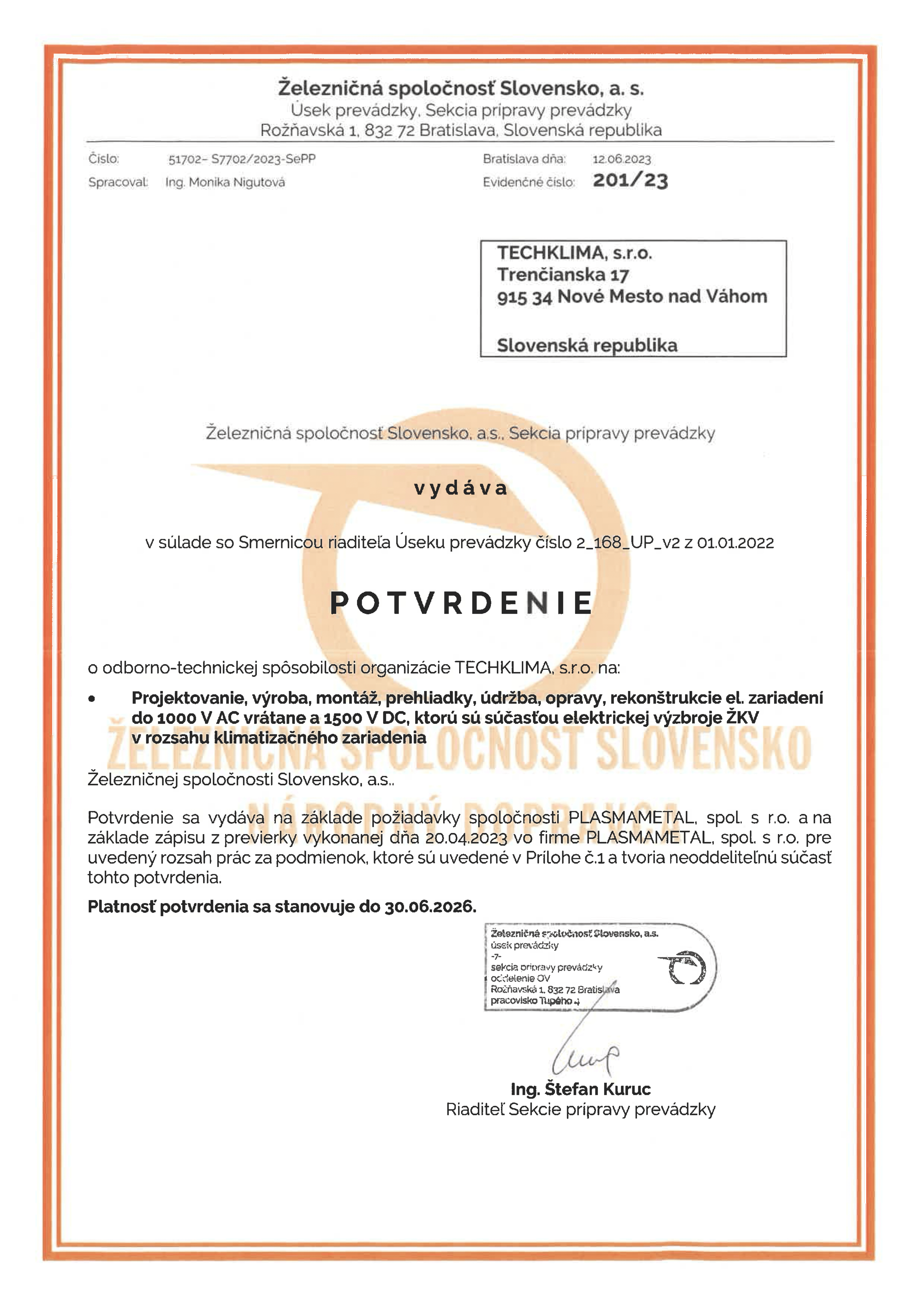 Certifikat Techklima
